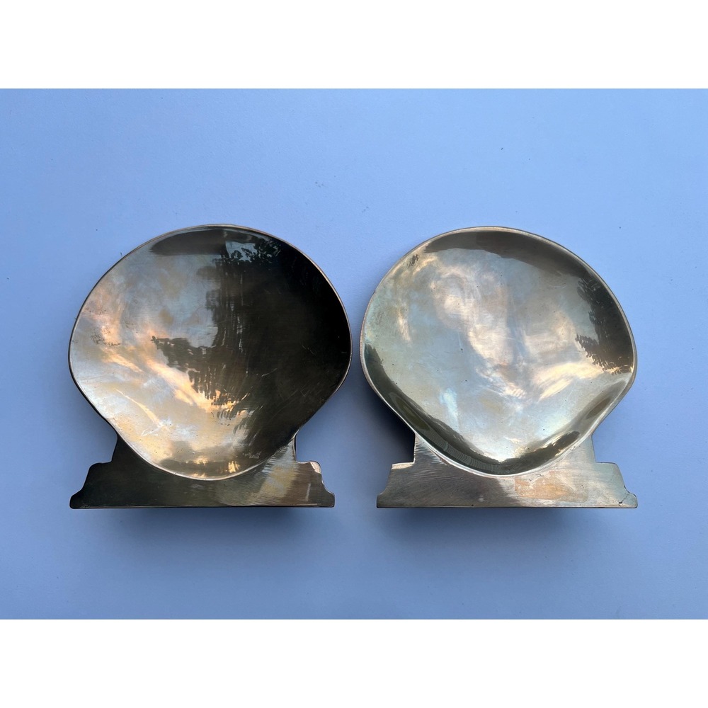 Pair of solid brass shell bookends - Picture 2 of 4